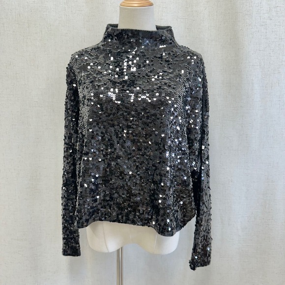 Pilcro Sweaters - Anthropologie Pilcro Alani sequined cashmere mock-neck sweater Size Small